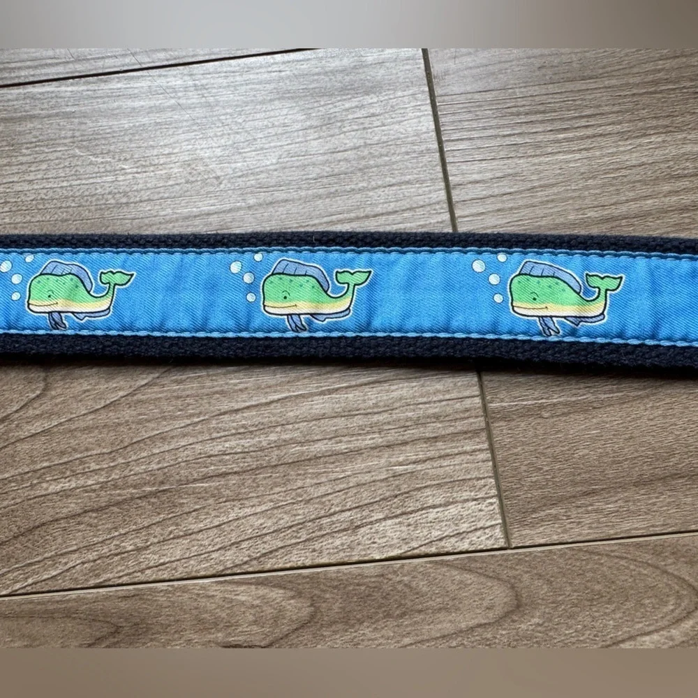 Vineyards Vines Vineyard Whale Canvas Leather Club Boy’s Men's Belt Size 30